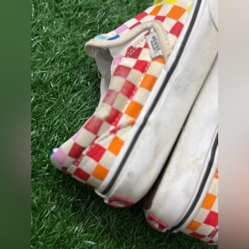 Vans Kids Multicolor Checkered Slip-On Shoes Size 13 - Picture 3 of 10